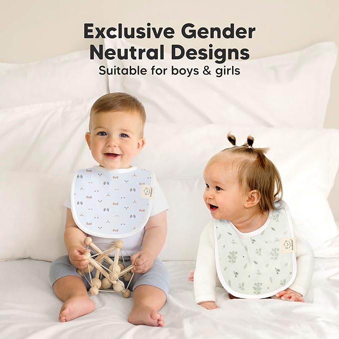 8-Pack Organic Baby Bibs for Boys, Girls - Soft Cotton Drooling and Teething Bibs for Baby Girl & Boy, Extra Absorbent, Easy To Clean & Put On for Toddler, Newborn, Infant 0-24 Months (Lunaris)