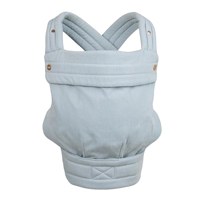 Mabē Monarch Ergonomic Baby Carrier – Premium Cotton Soft Structured Newborn to Toddler Carrier with Hip-Healthy Design, 3 Carry Positions (7-35lbs), Lightweight & Breathable, (Dream Wash Denim)