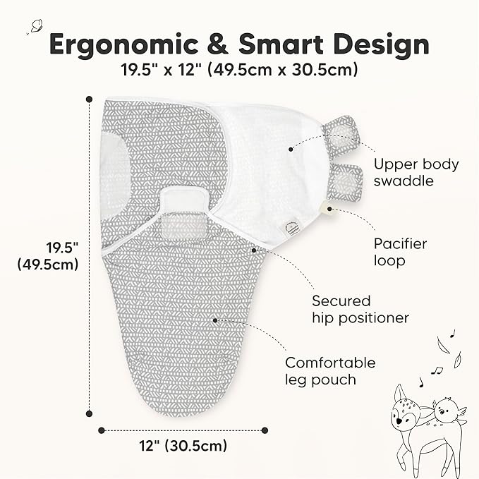KeaBabies 3-Pack Organic Baby Swaddle Sleep Sacks - Swaddles for Newborns, Infant 0-3 Months, Baby Girls, Boys, Soft & Snug Newborn Sleep Sack, Nursery Swaddling Blankets (Nordic, XS)