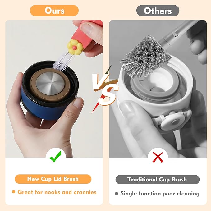 3 in 1 Cup Lid Cleaning Brush, Portable Cup Cleaner Brush, 2024 New Water Bottle Cleaner Brush, 3 in 1 Multifunctional Cleaning Brush for Home Kitchen Cleaning Tools（3PCS）
