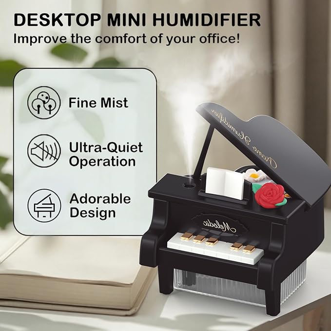 Portable Mini humidifie,350mL Cool Mist Humidifie,1200mAh Quiet for Home/Nursery/Office,Portable Mini Air Moisturizer,rechargeable mini humidifier (Black)