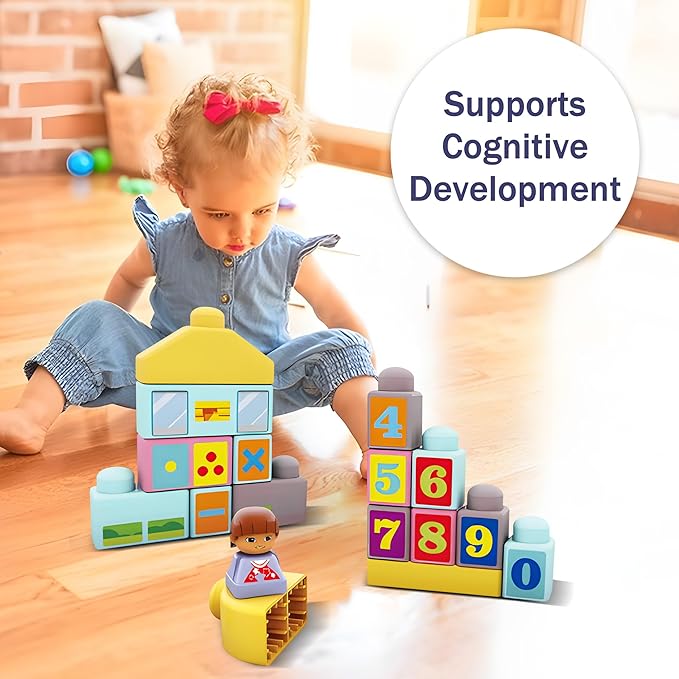 Baby Blocks 6 to 12 Months Kids Building Blocks Colorful Soft Blocks for Toddlers, Large Creative Stacking Blocks, STEM Soft Blocks for Baby 34 PCS, Toddler Stacking Toy Gifts