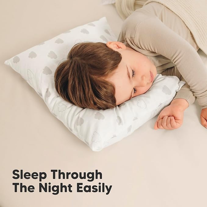 KeaBabies 2-Pack Toddler Pillow 13x18 - Soft Organic Cotton Kids Travel Bed Pillows for Sleeping, School, Nap, Machine Washable, Toddlers 2 to 5, Pillowcase Sold Separately (Cloud)