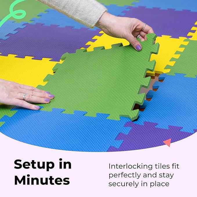 MioTetto Baby Play Mat, Soft Foam Floor Tiles for Kids. Adjustable Interlocking Foam Tiles, Fits with 74x74 Playpen Baby mat for Crawling & Development, Safe & Non-Toxic Playmat for Babies 6-12 Months