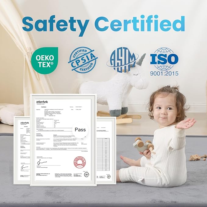 1.3" Thick Baby Play Mat for Floor, 28x72 Foam Tummy Time Mat, Padded Support Soft Plush Bedside Rugs for Infant Kids Toddler Crawling Kick Activity (Dark Grey)