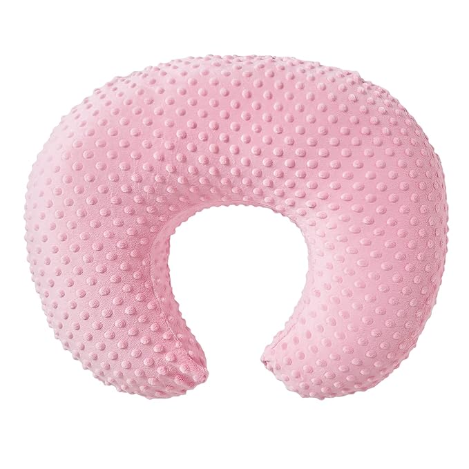 Nursing Pillow and Positioner with Cover for Breastfeeding and Bottle Feeding, Propping Baby, Tummy Time, Baby Sitting Support, Awake-Time Support (Candy Pink, 22" x 17.7" x 5.9")