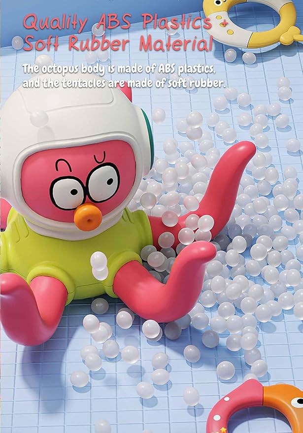 Octopus Ring Toss Bath Toy, Bathtub Ring Toss Game Interactive Sensory Toy with 5 Rings-Octopus, Crab, Pufferfish, Seal and Manta Ray