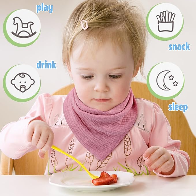 Baby Bibs Muslin Bibs 8 Pack for Drooling and Teething for Unisex Girls Boys