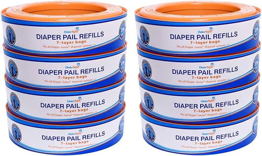 Compatible with Diaper Genie Pails, 8-Pack, 2160 count
