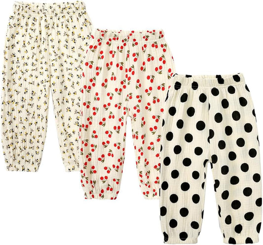 MYGBCPJS Baby Boys Girls Cotton Linen Trousers Kids Casual Ankle Pants Loose Long Bloomers