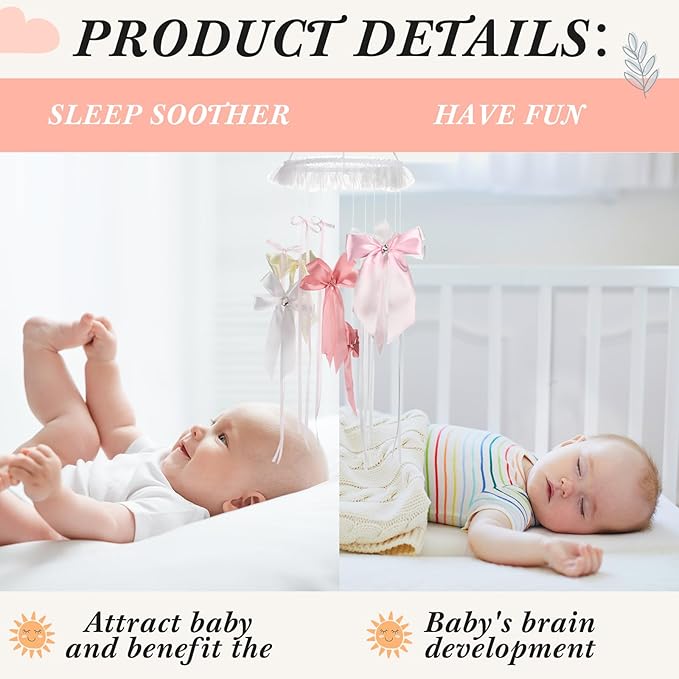 Wenqik Green Leaf Dragon Mobile Crib Forest Green Forest for Boys and Girls (Bow)