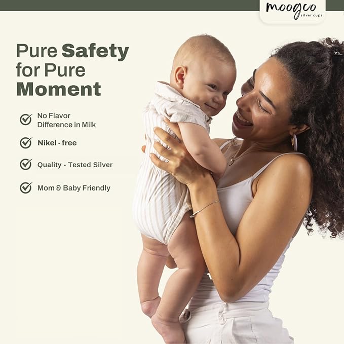 MOOGCO The Original Silver Nursing Cups - Nipple Shields for Breastfeeding Newborn - Silver Nipple Covers for Breastfeeding - Breastfeeding Essentials - 925k Nipple Cups