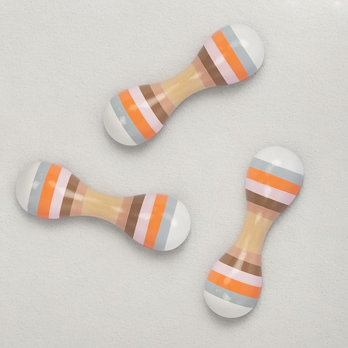 Baby Maracas Hand Percussion Rattles, Wooden Rumba Shaker Musical Instrument for Kids Toddlers