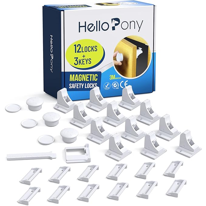 Upgraded (12Locks and 3Keys) Baby Proofing Magnetic Safety Locks with 3M Adhesive,One Minute Fast, Easy and No Drill Installation