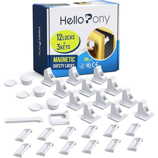 Upgraded (12Locks and 3Keys) Baby Proofing Magnetic Safety Locks with 3M Adhesive,One Minute Fast, Easy and No Drill Installation