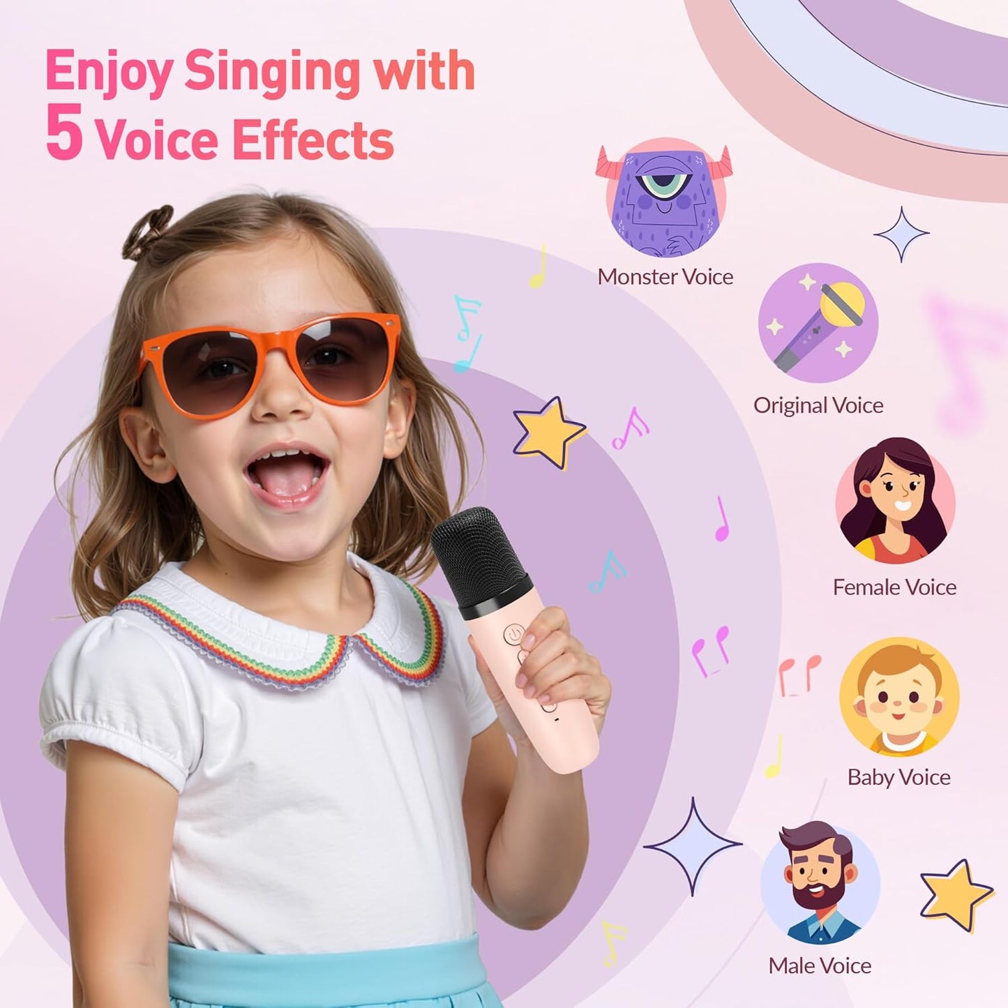 Karaoke Machine for Kids Adults, Mini Portable Bluetooth Karaoke Speaker with 2 Wireless Microphone and Lights, Christmas Birthday Gifts for Girls Ages 4, 5, 6, 7, 8, 9, 10, 12+ Family Home Party