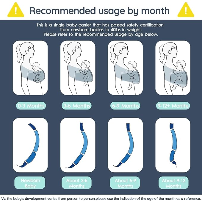 Baby Wraps Carrier, Jeroray Baby Carrier,Hands Free Infant Carrier, Lightweight,Breathable,Softness,Stone Grey