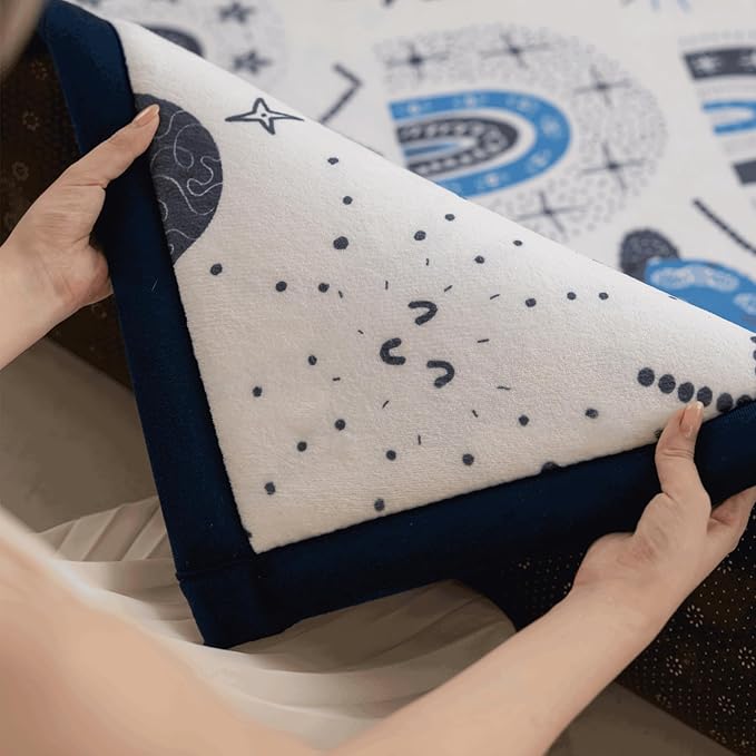 Loartee Rainbow Kids Play Mat - 1" Thick Baby Nursery Rug, Soft Crawling for Toddlers, Coral Velvet Memory Foam Tummy Time, Blue, 78"x94"