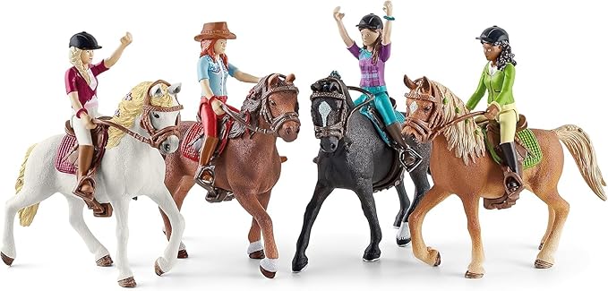 Schleich Horse Club - Complete 40PC Horse Club Rider Playset - Hannah, Sofia, Lisa and Sarah Poseable Rider Figures with Horses and Riding Accessories - Equestrian Toy Set for Kids Ages 5+ | 72221
