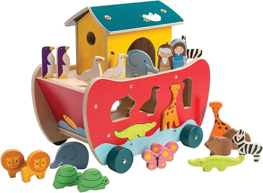 Tender Leaf Toys - Wooden Noah’s Ark Animal Shape Sorter Toy - Encourages Imaginative Play, Improves Recognition and Problem Solving Skills - 18M +