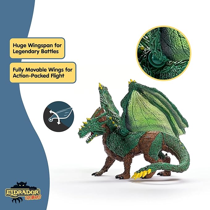 Schleich Eldrador Creatures - 11" Jungle Dragon Toy - Movable Wing Action Figure for Boys and Girls - Mythical Creature Figures - Fantasy Beast Figurine - Monster Dragon Toys - Kids Ages 7+ | 70791