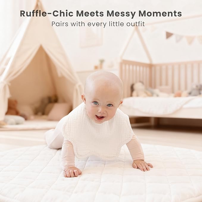 Konssy Muslin Baby Bibs 8 Pack, 100% Cotton Absorbent Bandana Drool Bibs for Teething and Drooling for Unisex Boys and Girls