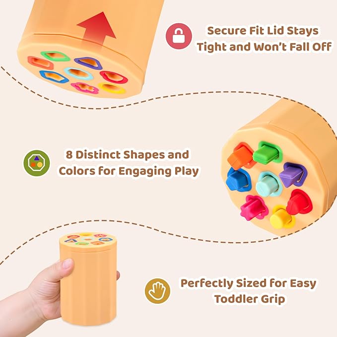 Shape & Color Sorting Montessori Toys for Toddlers 1-3, Soft Silicone Sensory Toys, Preschool Learning Activities Matching Game, Educational Toy for Fine Motor Skills, Travel Gift for Boys and Girls
