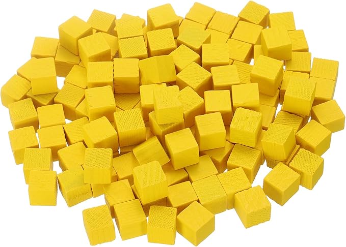 uxcell 300Pcs Wood Blocks for Crafts, 1cm Unfinished Wood Cube Solid Wooden Blank Square Block for DIY Craft Projects Personalized Gifts, Yellow