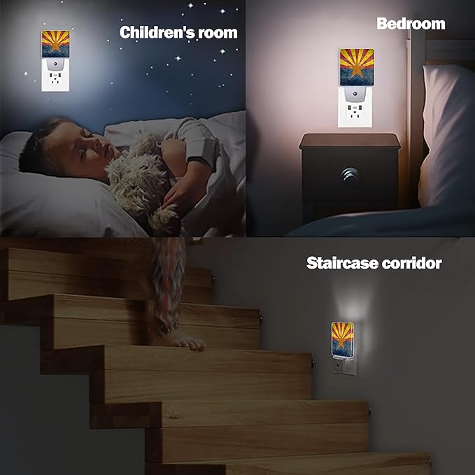 Arizona Flag Night Light, The 48th State Plug into Wall with Dusk to Dawn Light Sensors,Warm Nightlights for Bedroom, Bathroom, Hallway, Kitchen, Gifts Ideal for Boys Girls Women Men