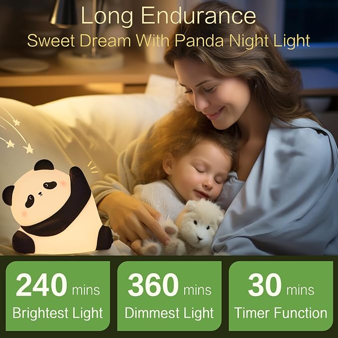 Kungfu Pose Panda Night Light, LED Squishy Novelty Animal Cute Lamp, Food Grade Silicone Nightlight, 3 Level Dimmable, Light Up Panda Decor for Room College Dorm, Funny Gifts