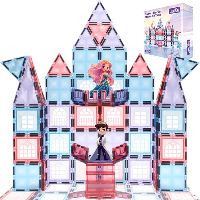 Little Pi Frozen Magnetic Tiles 3 Year Old Girl Gifts 5 Year Old 4 Year Old Girl Birthday Gifts Princess Toys Magnet Tiles Building Blocks Castle Age 3 4 5 6 7 8