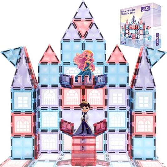 Little Pi Frozen Magnetic Tiles 3 Year Old Girl Gifts 5 Year Old 4 Year Old Girl Birthday Gifts Princess Toys Magnet Tiles Building Blocks Castle Age 3 4 5 6 7 8