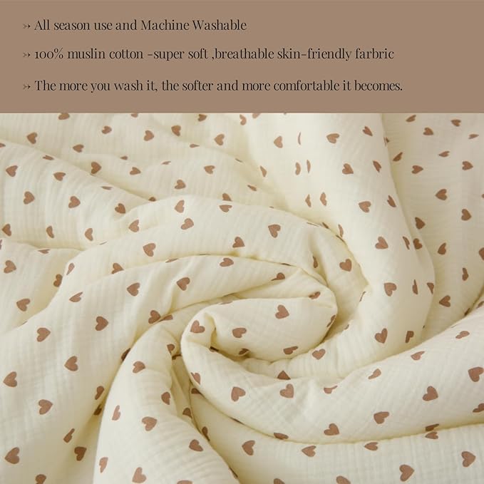 100% Cotton Muslin Crib Comforter/Quilt,Ultra Soft Cozy Reversible Baby Blanket,All Season Toddler Blankets for Boys and Girls, Machine Washable,41"x48"