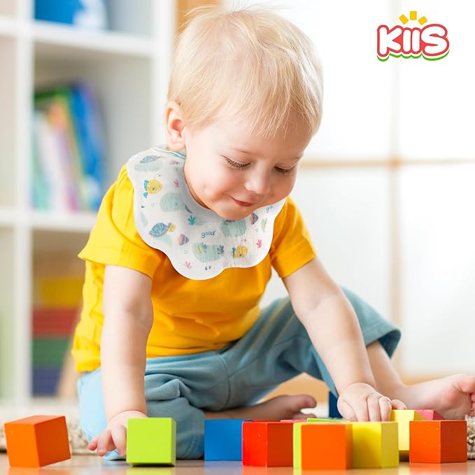 KIIS Disposable Baby Bibs for Baby Boys and Girls - Individually Packaged - Hygienic, Soft and Leakproof (20 PCS / 60 PCS)