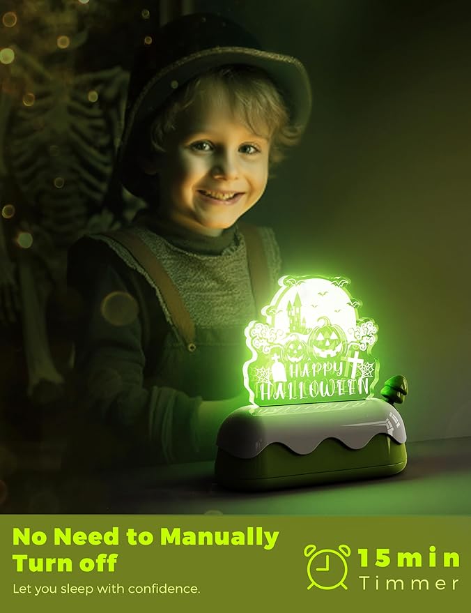 LOHAS Halloween Night Light for Kids, Pumpkin Night Lights, USB Rechargeable, Color Changing RGB, Lamp for Adults, Children, Room Décor