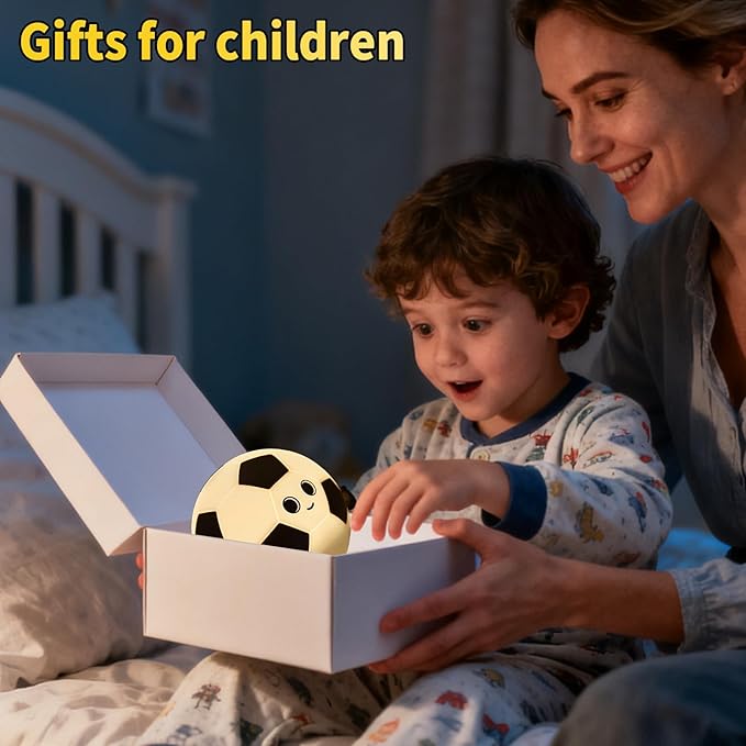 Cute Soccer Ball Fun Night Light - Dimmable RGB Touch Control Lamp, USB-C Rechargeable, Stress Relief Toy for Sports Fans, Home Decor and Gift