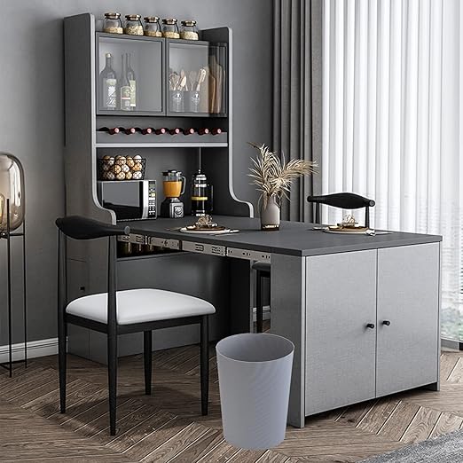 UUJOLY Plastic Small Trash Can Wastebasket, Garbage Container Basket for Bathrooms, Laundry Room, Kitchens, Offices, Kids Rooms, Dorms, (Grey, 1.8 Gallon)