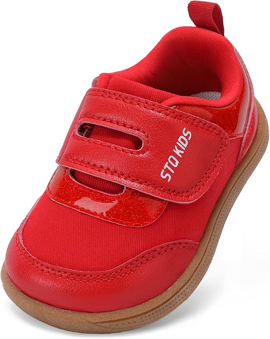Toddler Wide Toe Box Barefoot Shoes Boys Girls Zero Drop,Baby First Walking Shoes Glitter Little Kids Sneakers Non-Slip Preschool Running Tennis Canvas Casual Preschool Outdoor Activities