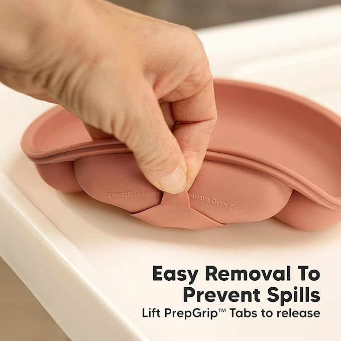 KeaBabies Suction Plates for Baby, Toddler - 3-Pack 100% Silicone Toddler Plates with Suction, Divided, BPA-Free Baby Led Weaning Essentials for Kids, Dishwasher, Microwave Safe, Durable (Burgundy)