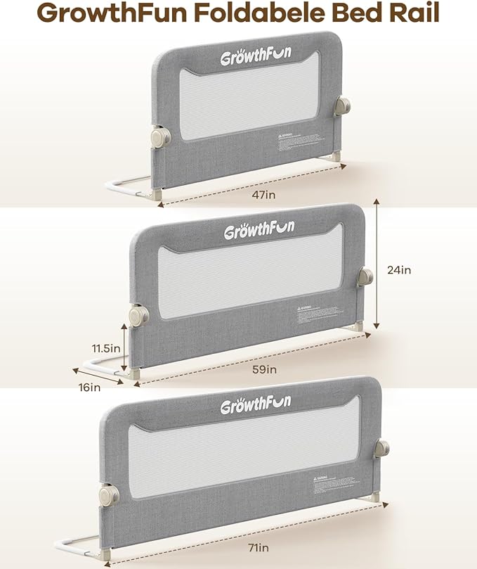 Foldable Bed Rail for Toddlers, 71in Reinforced Carbon Steel Frame&Connectors, Breathable Cationic Fabric - Safety Toddler Bed Rails for Queen, King, Twin, Full, No-Tool Setup.