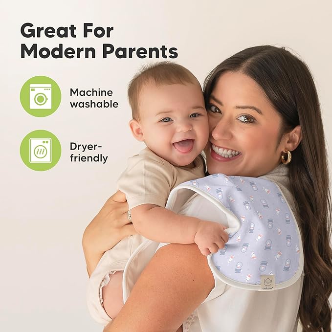 Organic Burp Cloths Baby Boy & Girl - 5-Pack Super Absorbent Cotton Burping Cloths for Babies, Soft & Plush Newborn Spit Up Rags, Infant Towels for Milk Spit Up, Unisex, Large 21" x 10" (Dreamers)