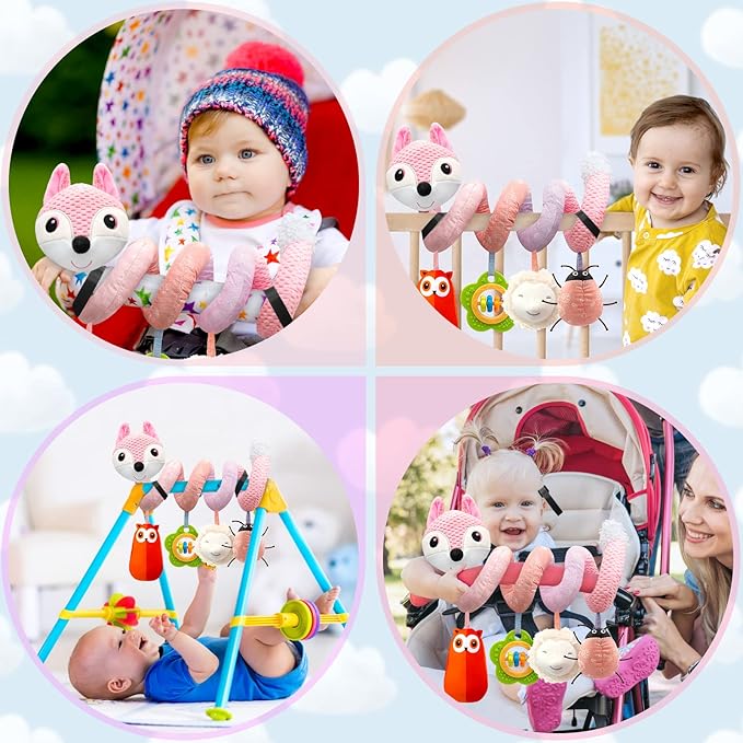 Car Seat Toys Infant Toys 0-6 Months, Newborn Toys 0-3 Months Brain Development for Carseat Stroller Crib with Music Rattles Teether, Baby Toy for 0 3 6 9 12 Boys Girls