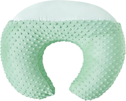 Nursing Pillow and Positioner Breastfeeding and Bottle Feeding, Propping Baby, Tummy Time, Sitting Support for Baby Boy Baby Girl, with Removable Dots Cover (Celadon, 22 X 17.7 X 5.9 Inch)