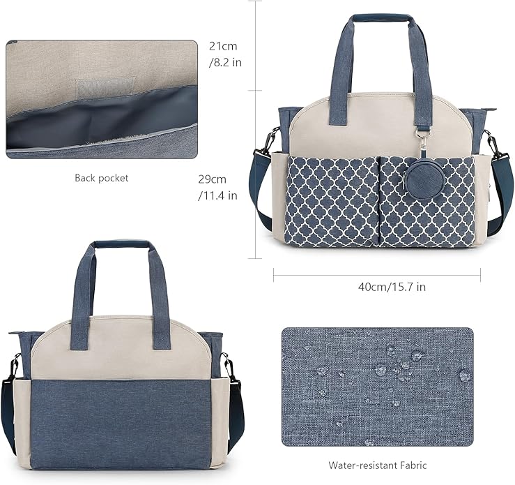 Lmbabter Diaper Bag Tote with Changing Station Upgrade Multi-Function Baby Bag with Adjustable Shoulder Strap