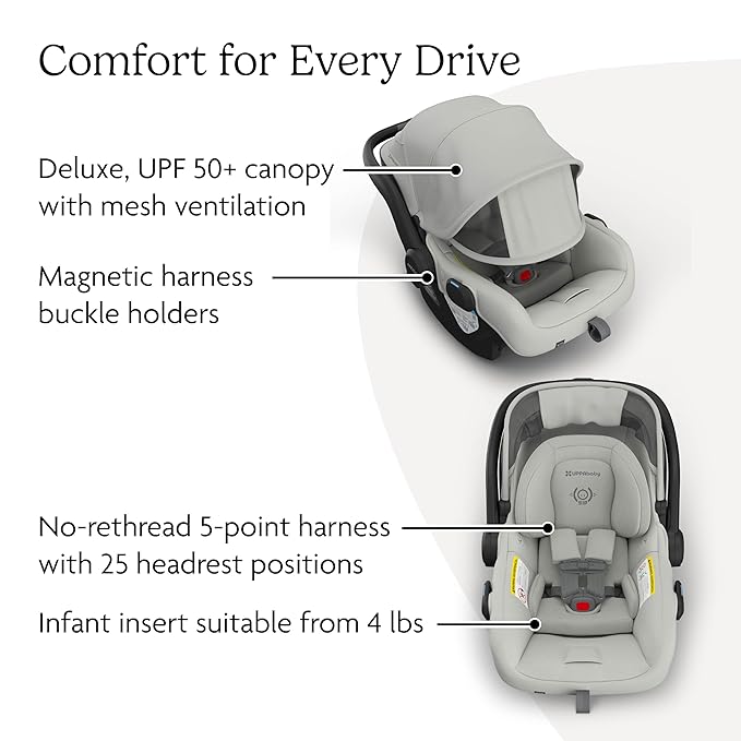 UPPAbaby Mesa V3 Infant Car Seat - Easy Installation + SmartSecure Technology - Attaches to Stroller | Base + Infant Insert Included - Savannah (Grey Mélange)