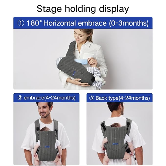 Baby Carrier, Baby Carrier Newborn to Toddler, Ergonomic Newborn Carrier, Easily Adjustable Toddler Carrier, Lightweight Infant Carrier (Mesh,Grey)