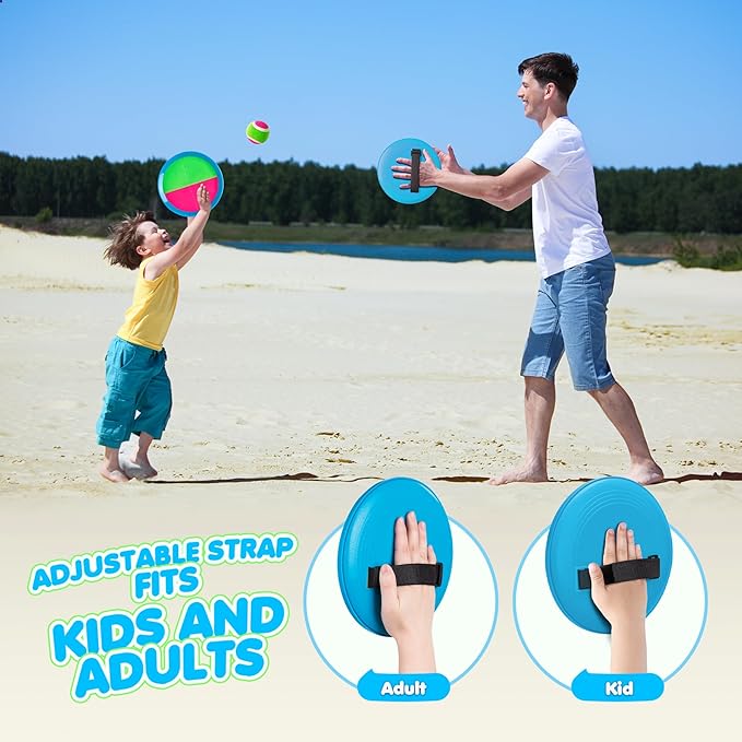 Toss and Catch Ball Set Upgraded - Kids Toys Outdoor Games for Whole Family - Water-Resistant Great for Beach Pool Yard Games - Classic Gift for Boys Girls 3 4 5 6 7 8 9 10 11 12+ Years Old