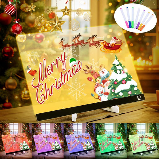 LED Note Board with Colors, Lighted Acrylic Dry Erase Board, Acrylic Message Board, Illuminated Acrylic Sticky Note Board with Colors Notepad with Adjustable Stand and 7 Pens (13.7 X 10”)