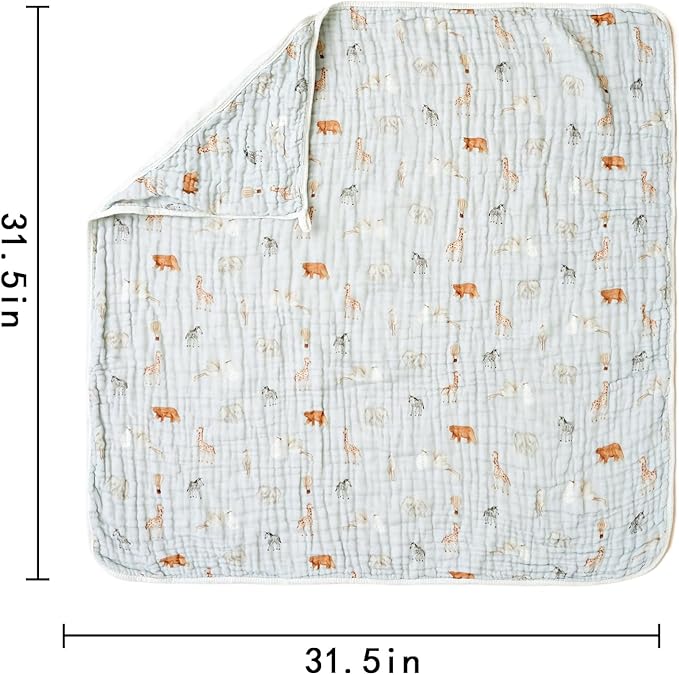 Muslin Hooded Baby Towels,2 Pack Baby Bath Towels,Large 31.5x31.5Inch,Hooded Towels for Baby and Infant,Soft&Absorbent(Elephants and Dinosaurs)