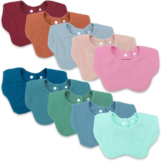 Baby Bibs Muslin Bibs for Baby Girl Boy for Drooling and Teething 10 Pack
